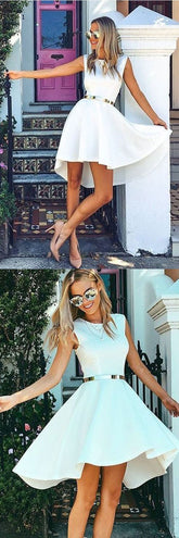 White Short Prom Dress, Short Homecoming Dress,Semi Formal Dress,GDC1305